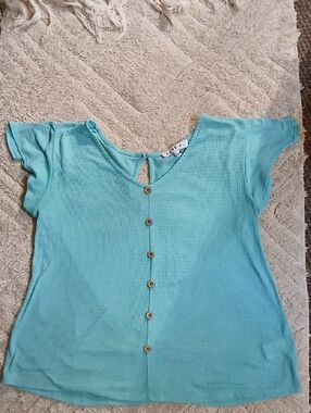 love J Ribbed Tee in Aqua Blue